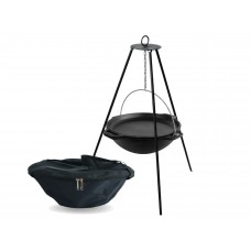 Казан чавунний азіатський Brizoll 10 л з кришкою-сковородою, чохлом та триножкою (KA10-2TCH)