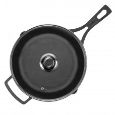 Сковорода чавунна Brizoll 24 см. з литою ручкою та скляною кришкою (M2460P-6)