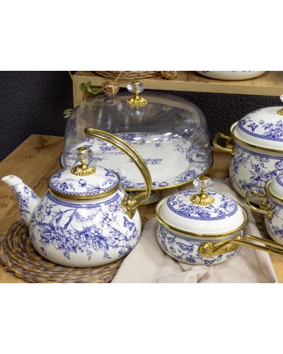 Тортовниця емальована BUTTERFLY Elmani з кришкою на ніжці, 30 см. (763-029)