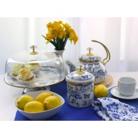 Тортовница эмалированая BUTTERFLY Elmani с крышкой на ножке, 30 см. (763-029)