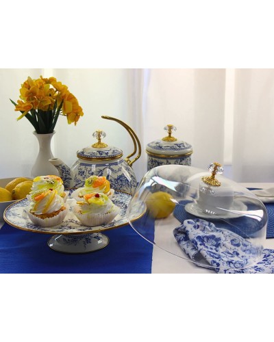 Тортовниця емальована BUTTERFLY Elmani з кришкою на ніжці, 30 см. (763-029)