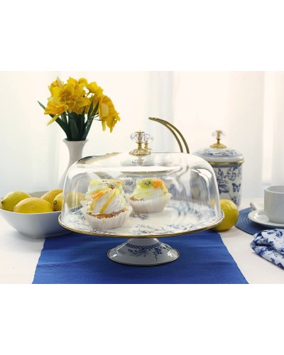 Тортовниця емальована BUTTERFLY Elmani з кришкою на ніжці, 30 см. (763-029)