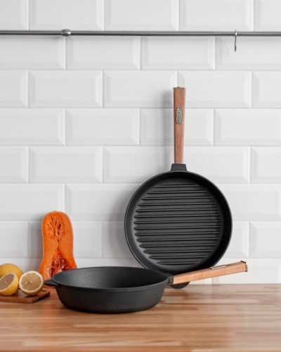 Чугунная сковорода гриль Brizoll Optima 280 х 50 мм (O2850G-P) Чугунная сковорода гриль Brizoll Optima 280 х 50 мм (O2850G-P)