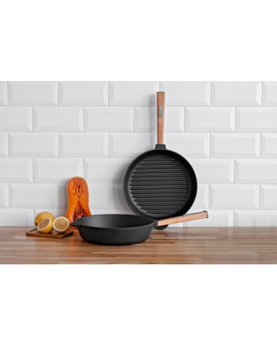 Чугунная сковорода гриль Brizoll Optima 280 х 50 мм (O2850G-P) Чугунная сковорода гриль Brizoll Optima 280 х 50 мм (O2850G-P)