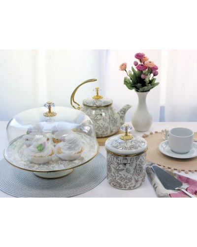 Тортівниця емальована Elmani BIRD з кришкою на ніжці, 30 см. (763-043)