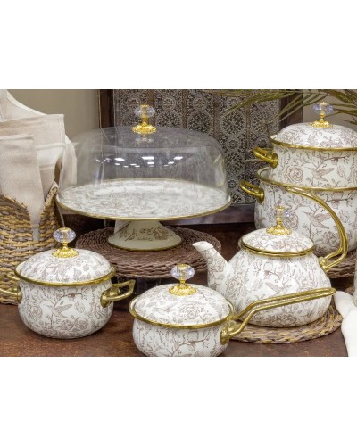 Тортівниця емальована Elmani BIRD з кришкою на ніжці, 30 см. (763-043)