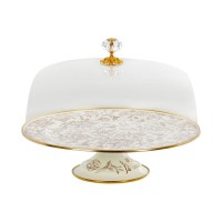 Тортовница эмалированная Elmani BIRD с крышкой на ножке, 30 см. (763-043)