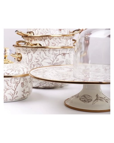 Тортівниця емальована Elmani BIRD з кришкою на ніжці, 30 см. (763-043)