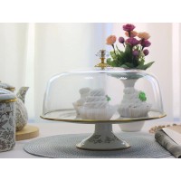 Тортовница эмалированная Elmani BIRD с крышкой на ножке, 30 см. (763-043)