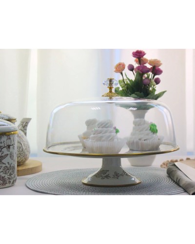 Тортівниця емальована Elmani BIRD з кришкою на ніжці, 30 см. (763-043)