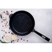 Чугунная сковорода гриль Brizoll Optima-Black 240 х 40 мм (O2440G-P1)