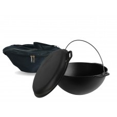 Казан чавунний азіатський Brizoll 10 л з кришкою-сковородою гриль, чохлом та триножкою (KA10-3TCH)