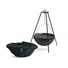 Казан чавунний азіатський Brizoll 10 л з кришкою-сковородою гриль, чохлом та триножкою (KA10-3TCH)