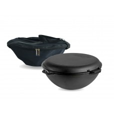 Казан чавунний азіатський Brizoll 10 л з кришкою-сковородою гриль, чохлом та триножкою (KA10-3TCH)