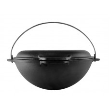 Казан чавунний азіатський Brizoll 10 л з кришкою-сковородою гриль та тринога (KA10-3T).