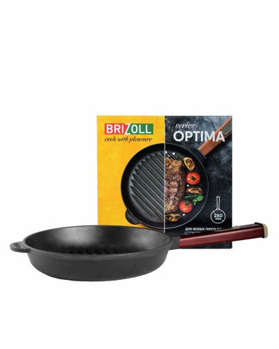 Чугунная сковорода гриль Brizoll Optima-Bordo 280 х 50 мм. (O2850G-P2)