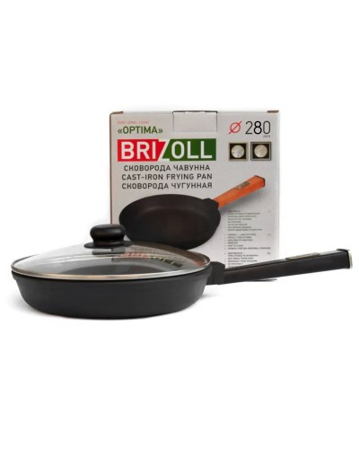 Чавунна сковорода із кришкою Brizoll Optima-Black 280 х 40 мм. (O2840-P1-C)