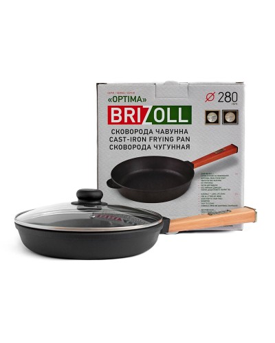 Чугунная сковорода с крышкой Brizoll Optimа 280 х 40 мм. (O2840-P-C)
