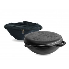 Казан чавунний азіатський Brizoll 15 л з кришкою-сковородою, чохлом та триножкою (KA15-2TCH)