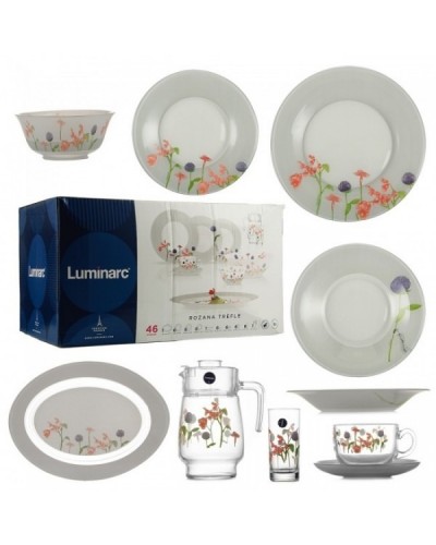 Столовий сервіз Luminarc ROZANA Trefle 46 предметів білий (N2171)
